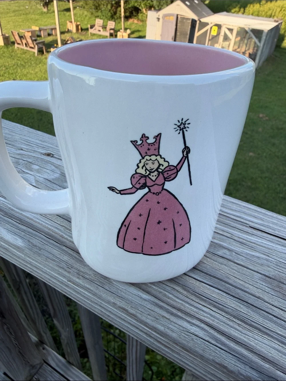 Rae Dunn Wizard of Oz Glinda The Good Witch Pink-Accent Ceramic Mug